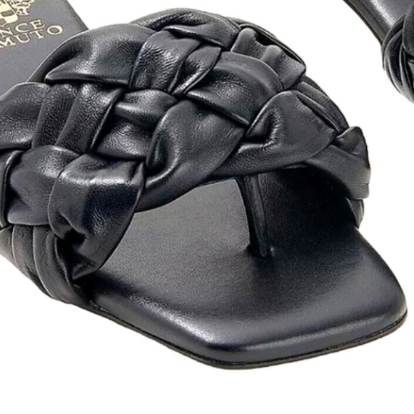Black Antonni Leather Braided Sandals by Vince Camuto - Picture 2 of 9